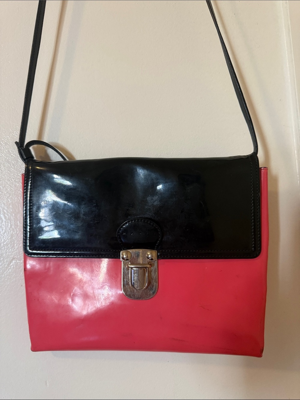 Marni Black and Pink Two-Tone Shoulder Bag with Silver Clasp